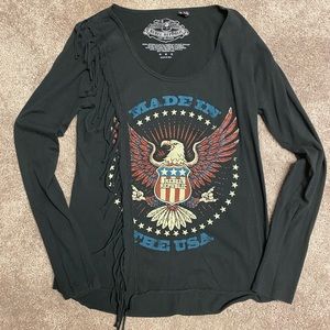 Buckle Rebel Republic Fringe Graphic Long Sleeve